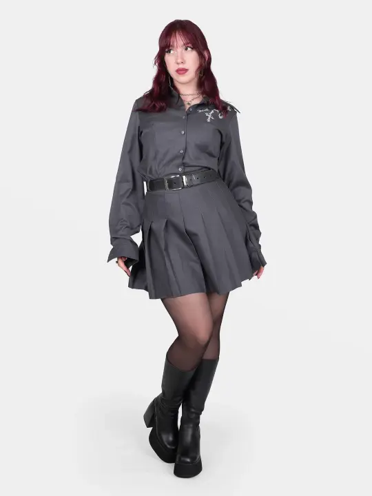 Szara tennis skirt ze szlufkami
