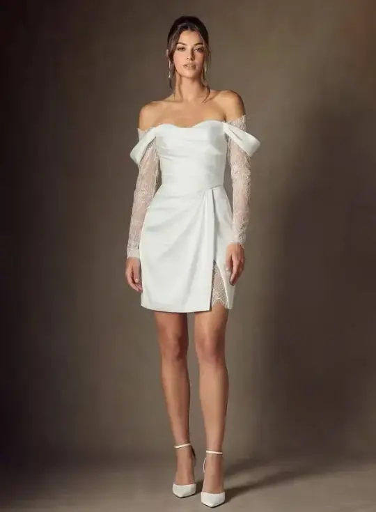 Satin Silky Homecoming Dress , Minimalist White Corset Short Prom Dress RS1777