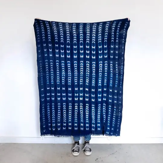 Burkina Faso Indigo Dark with Floral Motif