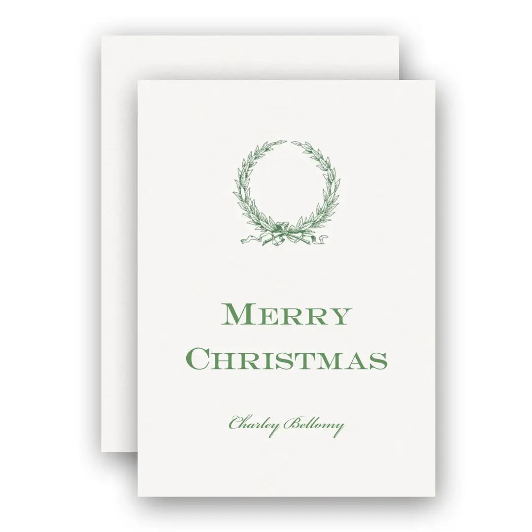 Ribbon Laurel Wreath Holiday Enclosure Card
