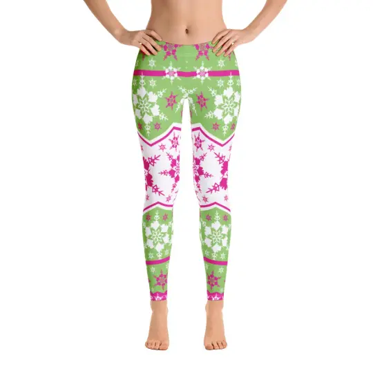 AK Snowflake Leggings - Pink/Green