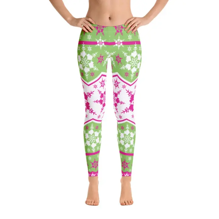 AK Snowflake Leggings - Pink/Green