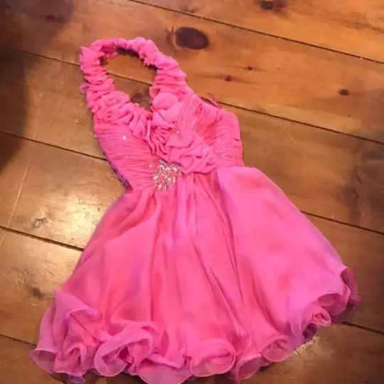 Hot Barbie Pink Beaded Homecoming Dress ,A-Line Halter Pleated Corset Short Prom Dress RS819