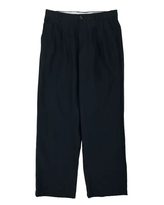 Norse Projects Hestur Relaxed Cotton Linen Twill Pleated Trouser Dark Navy