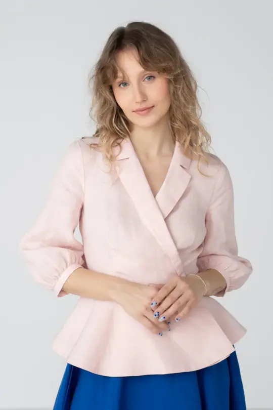 Gaia – Linen Wrap Shirt with Notch Collar