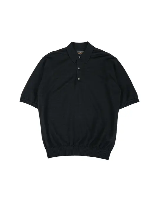 Beams Plus Knit Polo Hemp Black