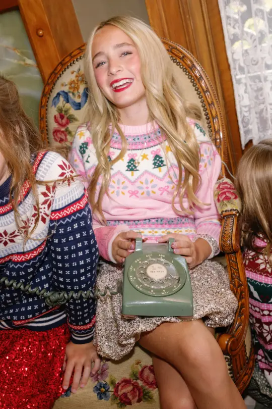 Mini Melody Sweater in Marzipan Pink Fair Isle