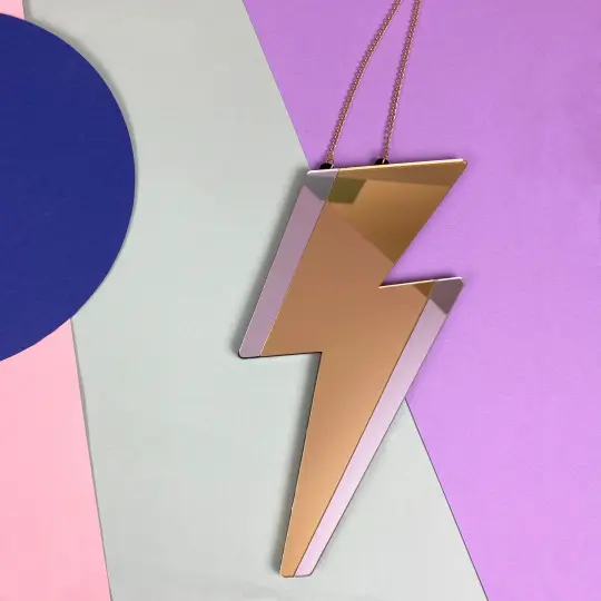 Lightning Bolt Mirror - Gold & Silver