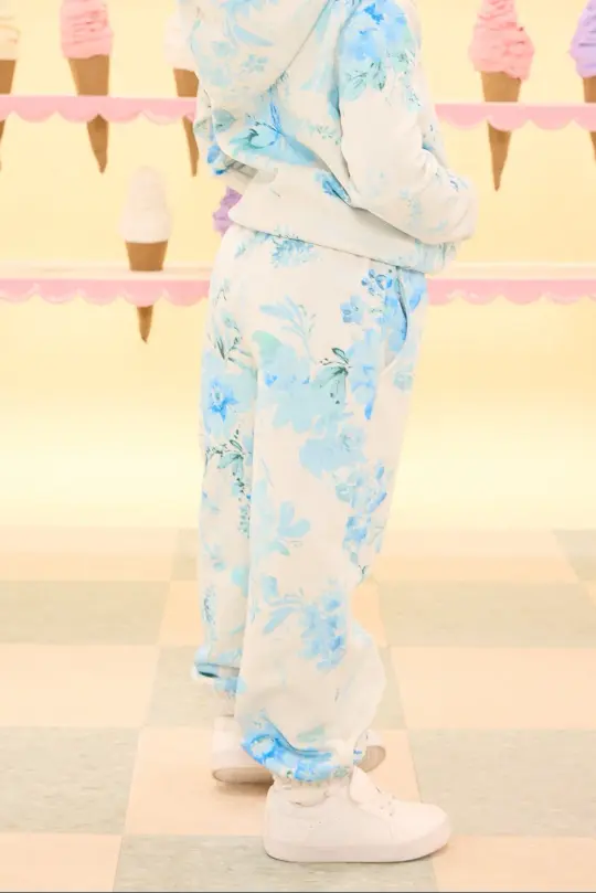Mini Kian Jogger Sweatpants in Blue Aquarelle Fleur