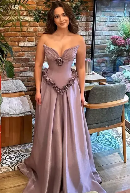 Flowy Applique Lavender Corset Prom Gown , Dreamy Women's Maxi Evening Dress RS2296