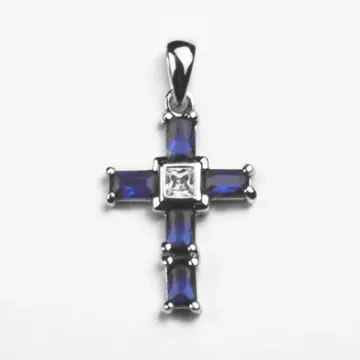 Blue Crystal Cross Pendant