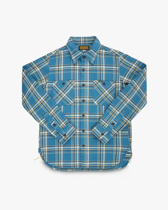 Ultra Heavy Flannel American Check Work Shirt - Blue