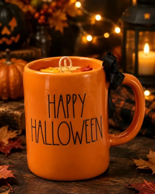 Artisan One Moon Flame Rae Dunn Happy Halloween Mug Candle Banana Nut Bread Fall Soy Wax