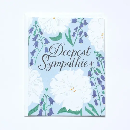 White and Blue Floral Condolence Card