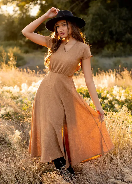 Jessah Dress in Warm Camel