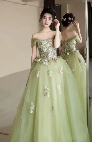 Tulle Puffy Applique Corset Prom Gown , Fresh Women's Maxi Quinceanera Dress Ball Gown RS2172