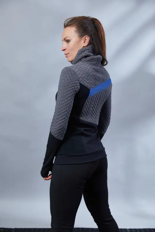 LL-8 Gray asymmetrical sweater with high neck