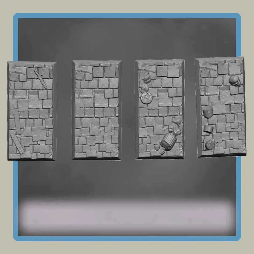 Cobblestone Rectangle Cavalry Bases 4 Pack