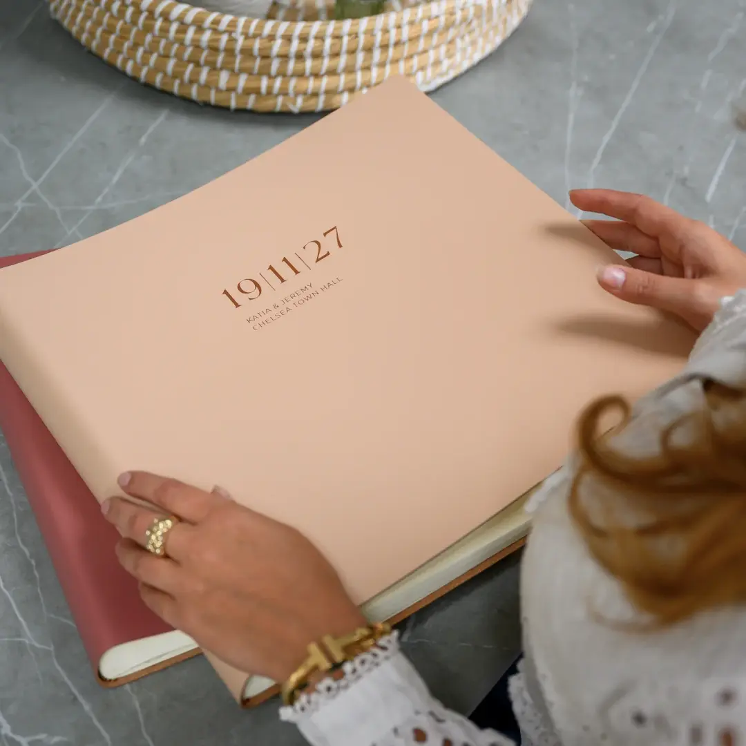 Large Leather Photo Album with Personalised Date Design for Wedding or Anniversary