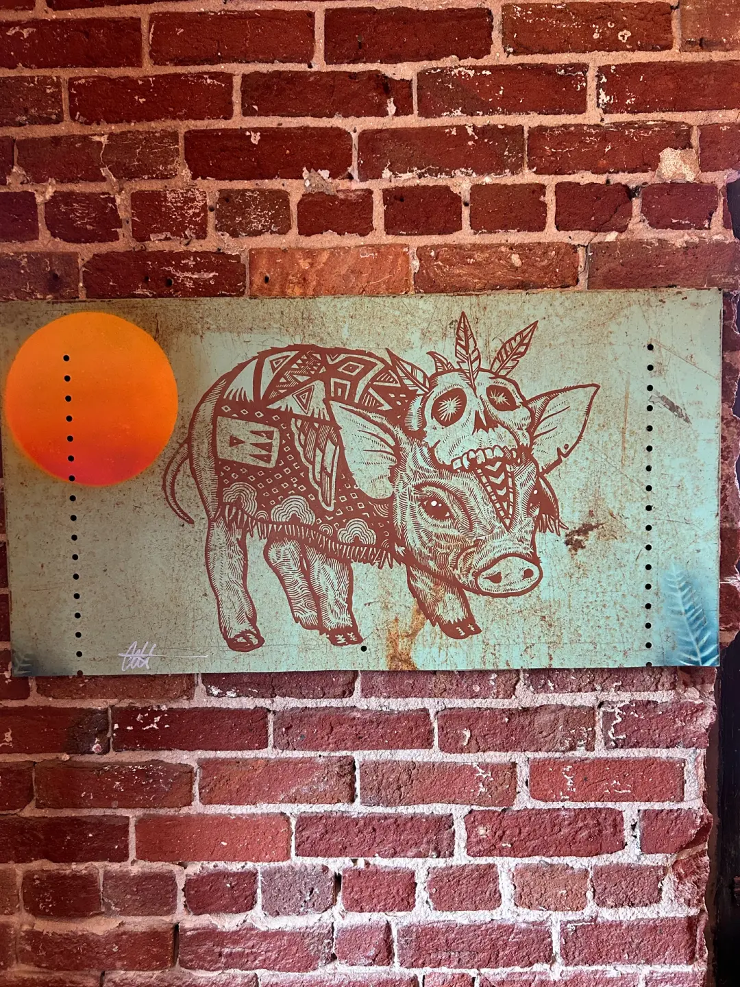 Acrylic, Aerosol, Screen Print on  Reclaimed Metal