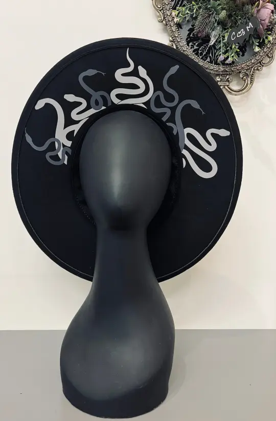 Monochromatic Medusa Vegan Felt XL Wide Brim Hat