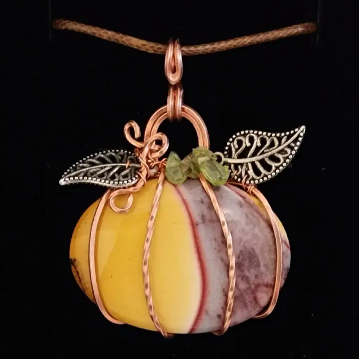 Mookaite Pumpkin Wire Wrap Pendant - Mooka Creek Collection
