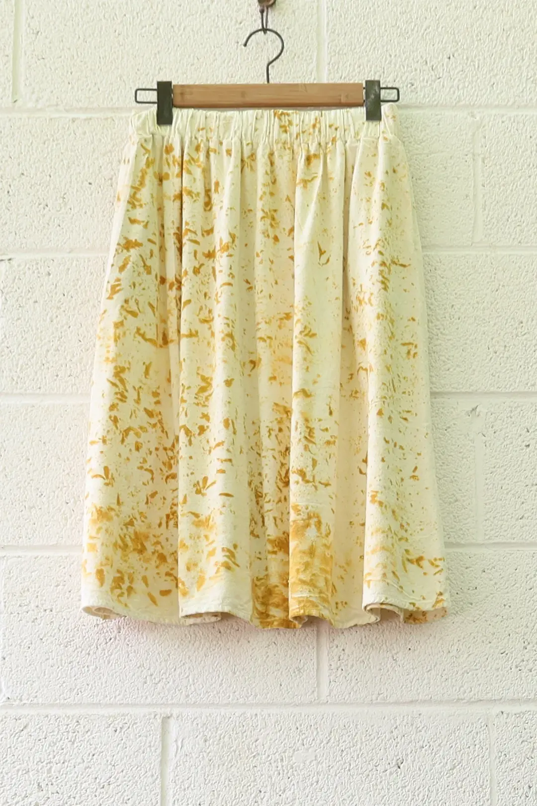 Sale - Mimosa Below Knee Skirt / Raw Silk / L / Marigold Flower (9)