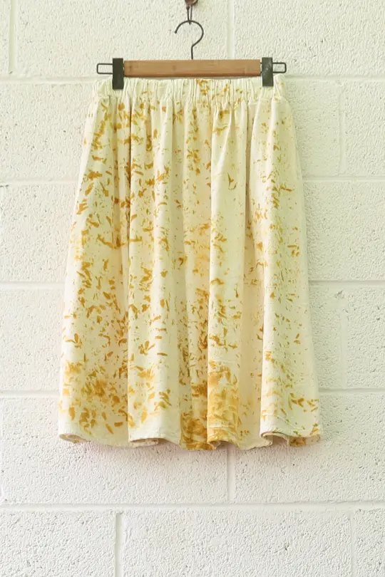 Sale - Mimosa Below Knee Skirt / Raw Silk / L / Marigold Flower (9)