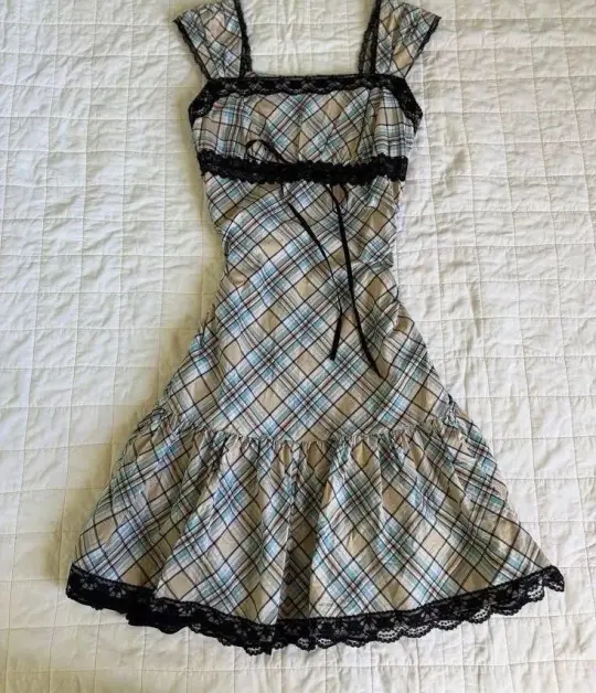 Pretty Plaid Homecoming Dress ,A-Line Spaghetti Straps Lace Trim Corset Short Prom Dress RS781
