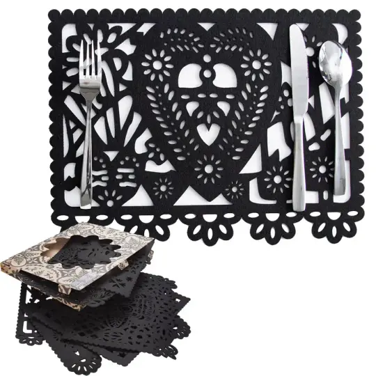 Felt "Papel Picado" Black Placemats (Set of 6)