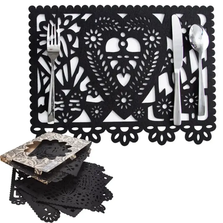 Felt "Papel Picado" Black Placemats (Set of 6)