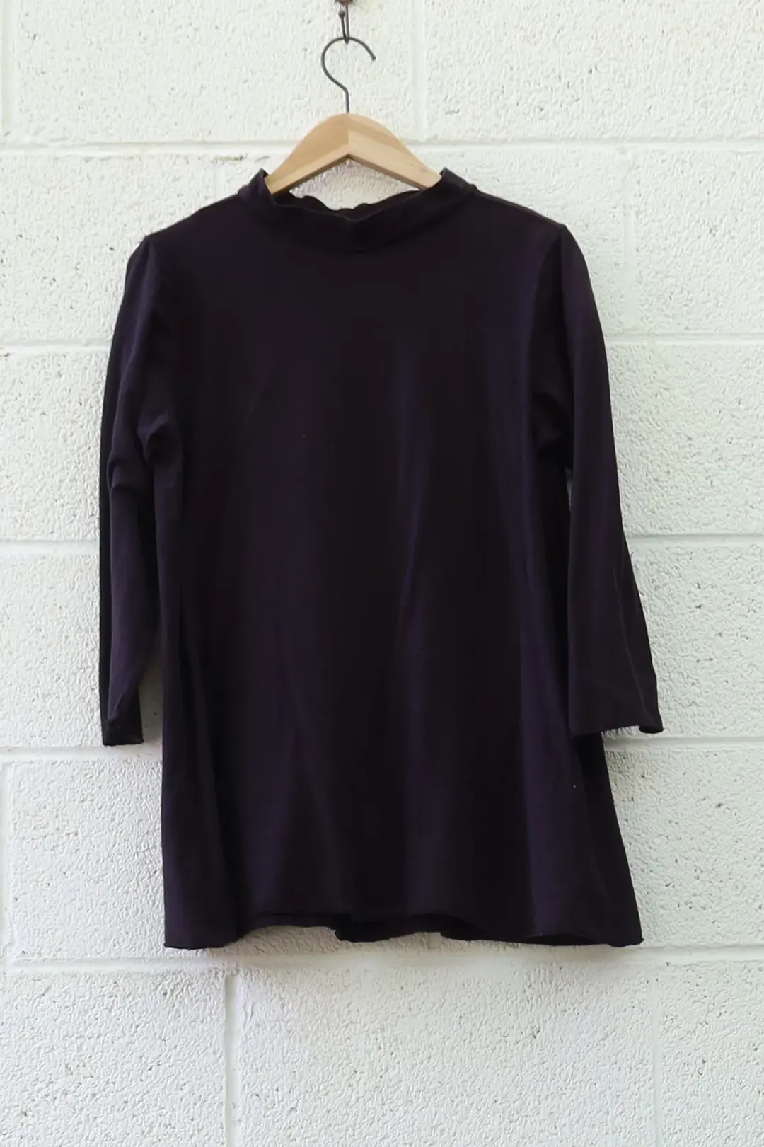 SAMPLE SALE -  Mock Neck Ojai Shirt / XL / Light Hemp / Midnight / (236)