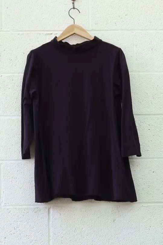 SAMPLE SALE -  Mock Neck Ojai Shirt / XL / Light Hemp / Midnight / (236)