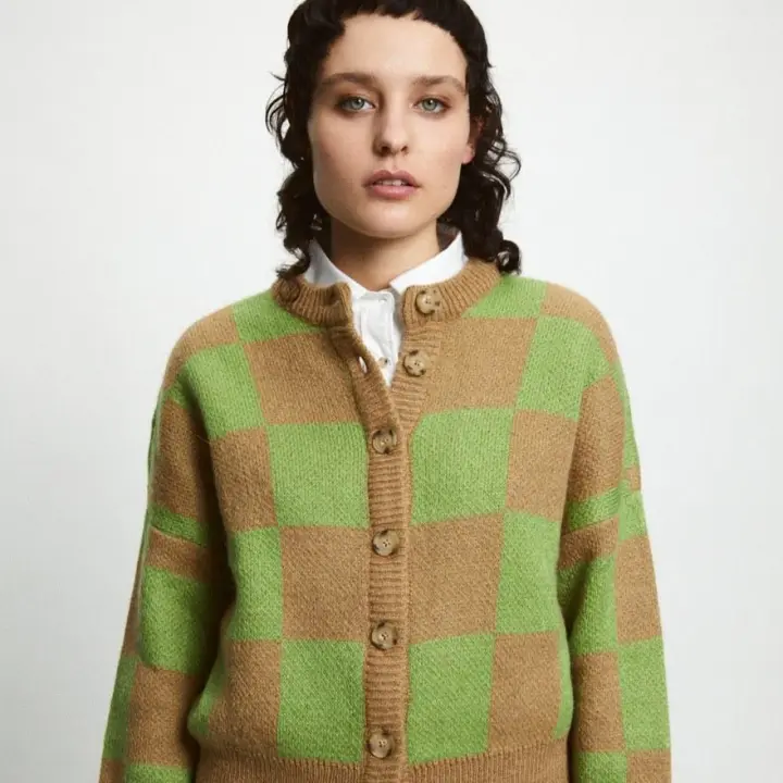 Ellen Sweater in Camel + Green