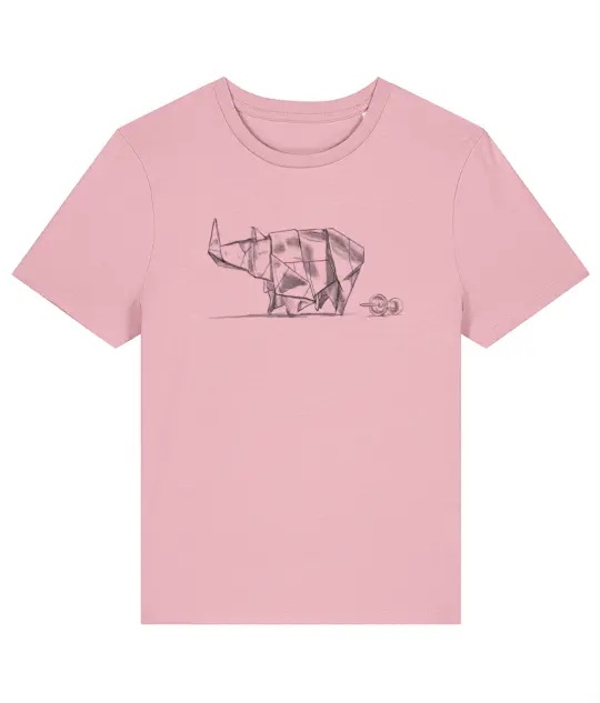 Origami Rhino #2 Unfolded Series Organic Women's Loose Knit T-shirt