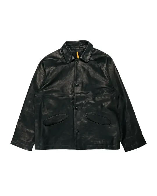 MAN-TLE R21 Leather-3 Boat Shirt Black Hide