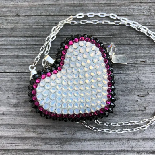 Pavéd Heart Necklace | Black Cherry