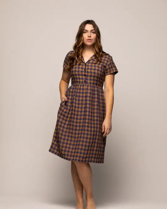 No.30 Dress in Guernsey Check Linen