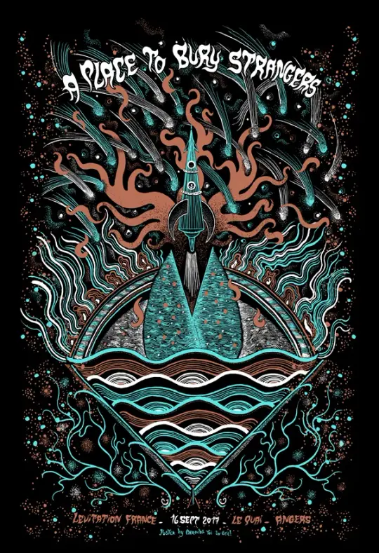 A PLACE TO BURY STRANGERS (Levitation France 2017) screenprinted poster