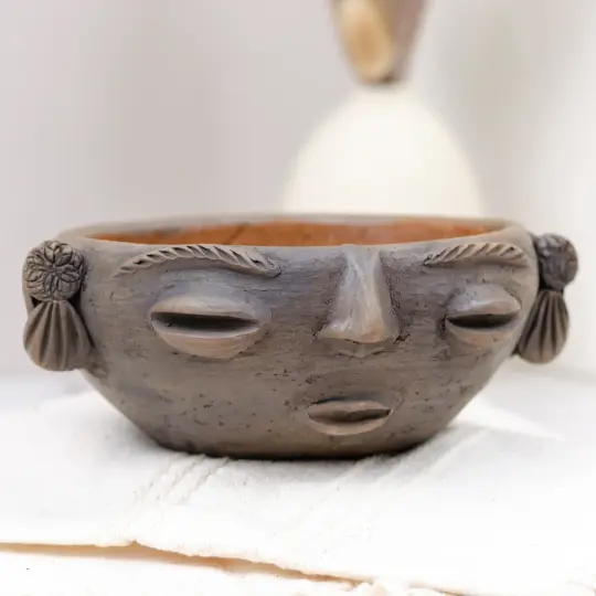 Atzompa Face Clay Bowl