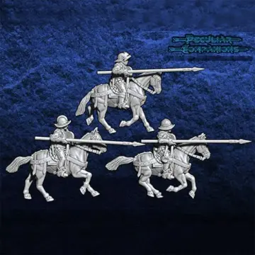 Unpainted 28mm 3D-printed Spanish jinete light cavalry with javelins, 3 mounted miniatures — tabletop miniatures for historical wargaming, D&D & Pathfinder