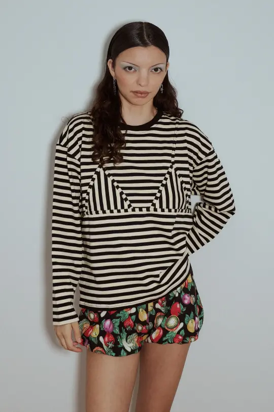 Bikini Bod Cotton Stripe Long Sleeve Tee Mime
