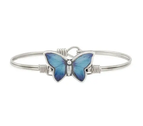 BLUE MORPHO BUTTERFLY BANGLE BRACELET