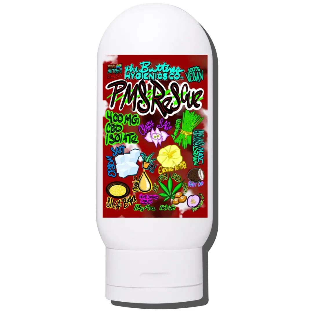 PMS+ RESCUE CBD Menstrual Relief Cream W/ SAGE, EPSOM, EVENING PRIMROSE (400MG or 800MG Pure Isolate)
