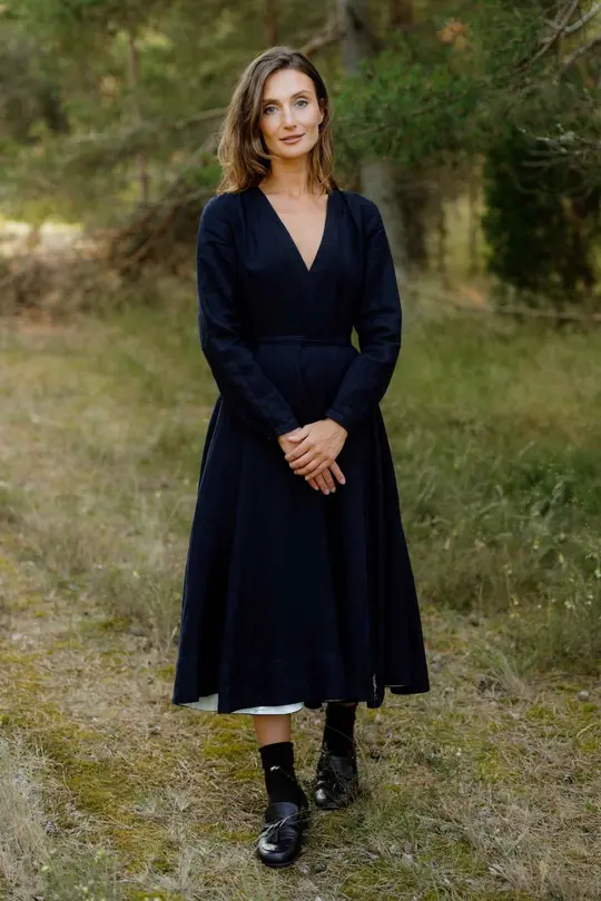 Wrap – Linen Wrap Dress with Long Sleeves