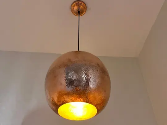 Hammered Copper Ball Pendant Light