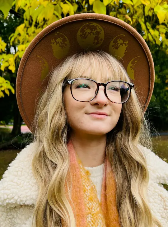 Caramel Large Moon Phase Vegan Felt XL Wide Brim Hat