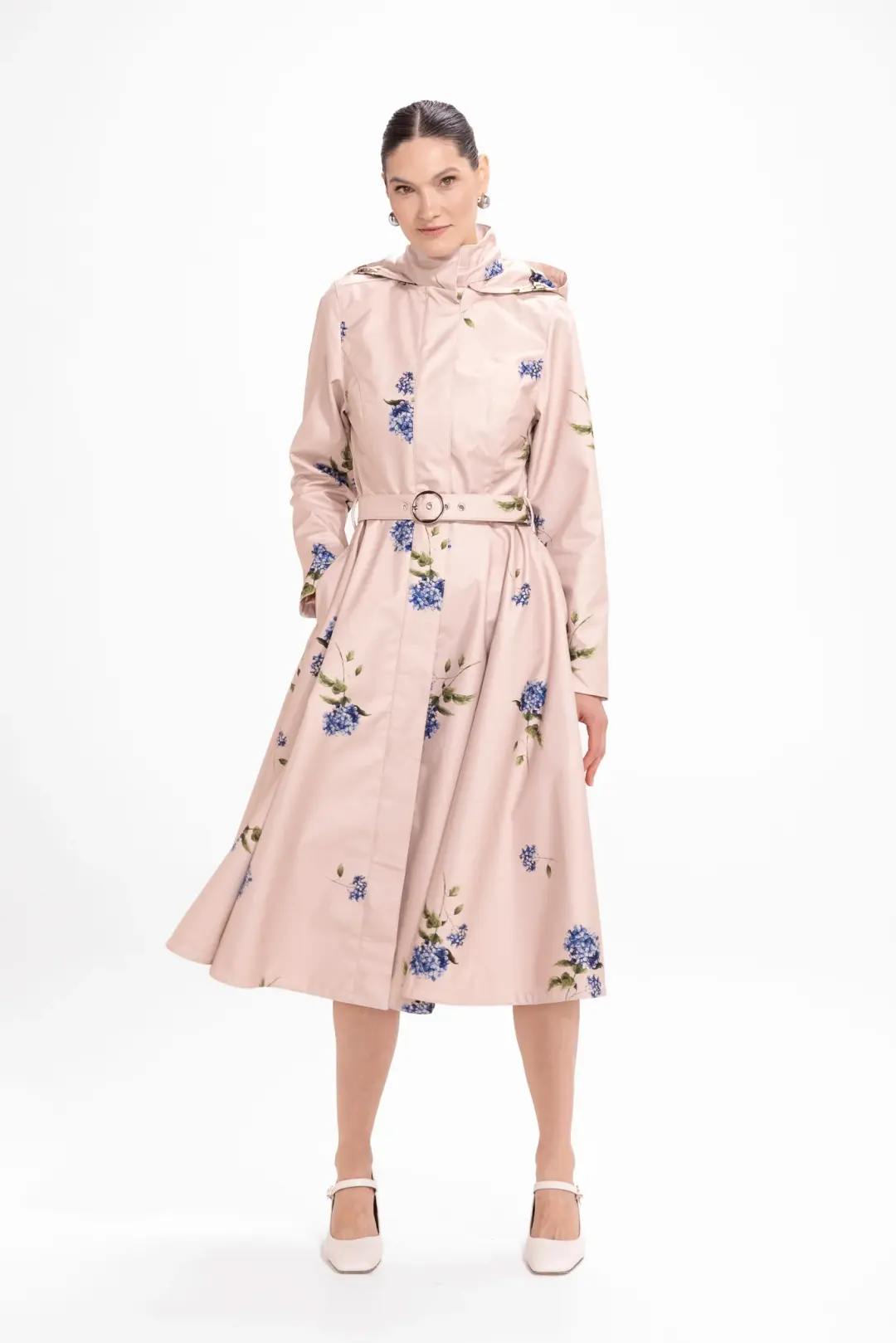 Fit and Flare Coat with A-Line Skirt in Beige | Gentle Bloom