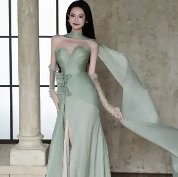 Sweetheaet Chiffon Flowy Corset Prom Gown , Mint Green Women's Maxi Evening Dress Ball Gown RS2604