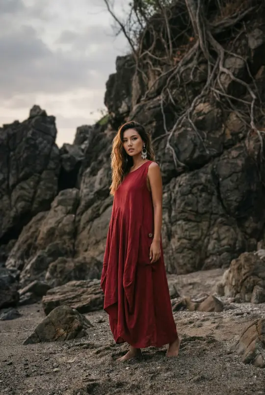 Midaxi Dress Wayan Red
